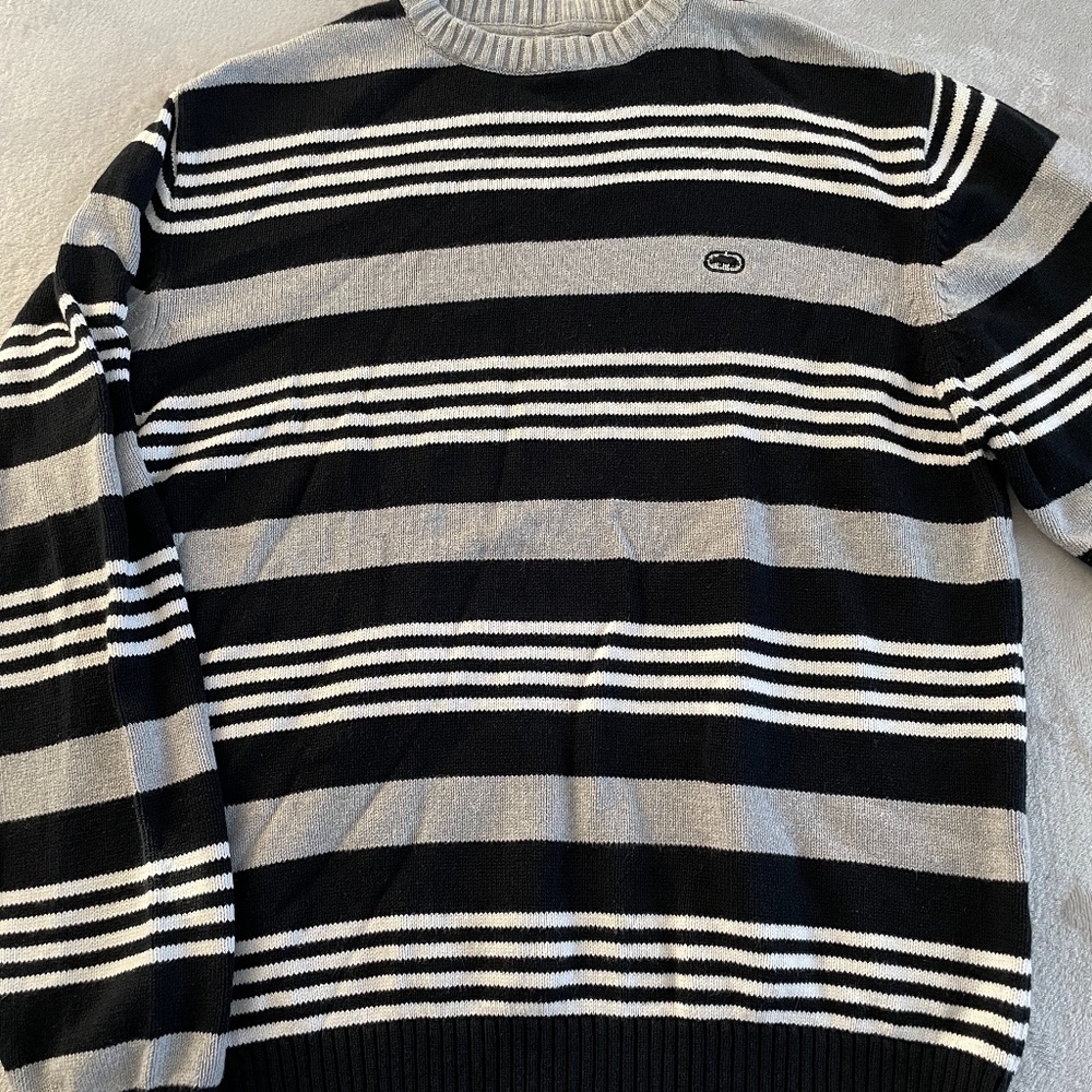 Ecko Unltd. Mens Sweater Pullover Knit Long Sleeve Y2K Grunge Medium Striped EUC
